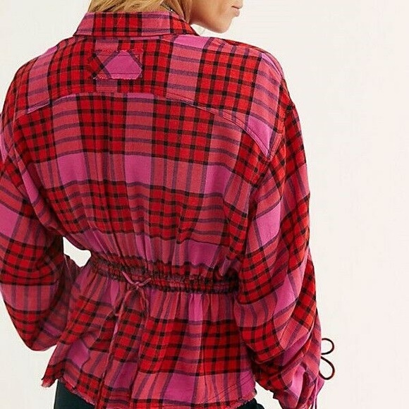 ❌SOLD ❌ NWT - FREE PEOPLE Pacific Dawn Drawstring Plaid - Picture 2 of 6